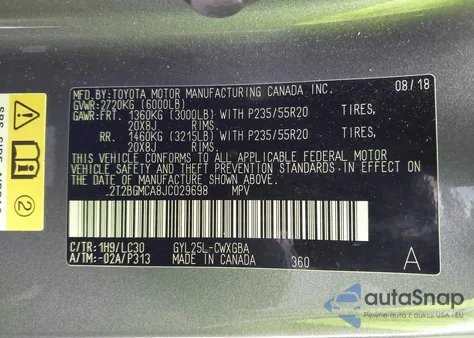 2018 Lexus Rx 450H F Sport из США, поврежденный, VIN 2T2BGMCA8JC029698